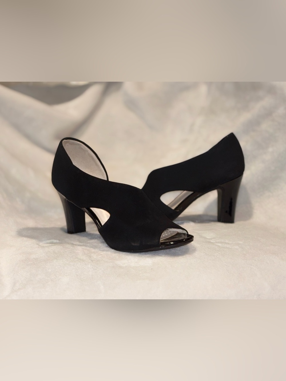 Lifestride Women's Black Cutout Peep-Toe High Heels